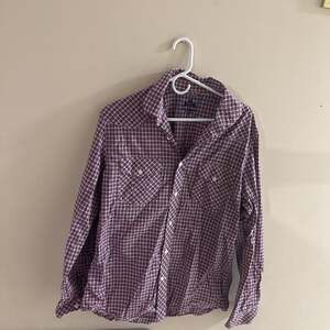 Express Red & White Plaid Button-Down Shirt, Long Sleeve